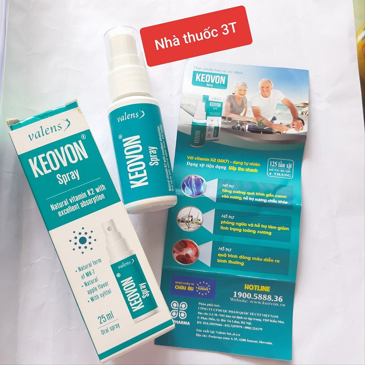Keovon Spray Vitamin K2 (MK7 tự nhiên) Dạng Xịt - Kích thích tăng chiều cao cho trẻ em. Chính hãng.