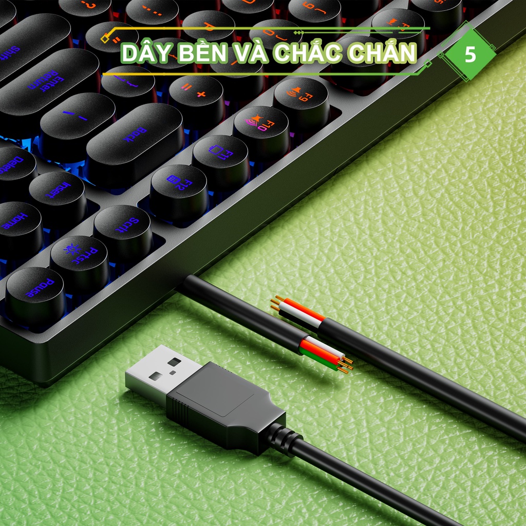 Bàn phím máy tính DK100 RGB LED tắt tiếng 87 phím Bàn phím máy tính có dây
