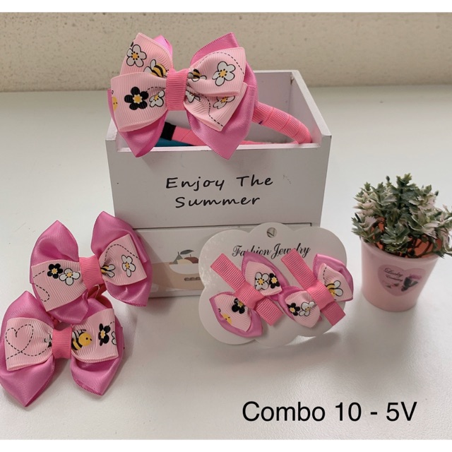 Combo Bờm + Nơ + Kẹp tóc cực yêu (hàng handmade) dành cho bé gái 💖💖💖