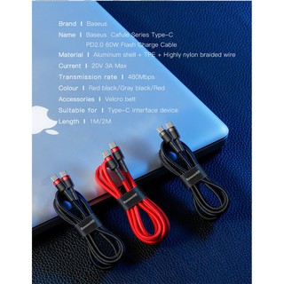 Cáp Baseus Type C to Type C cho Samsung S9 Plus Note 9 PD 60W QC 3.0