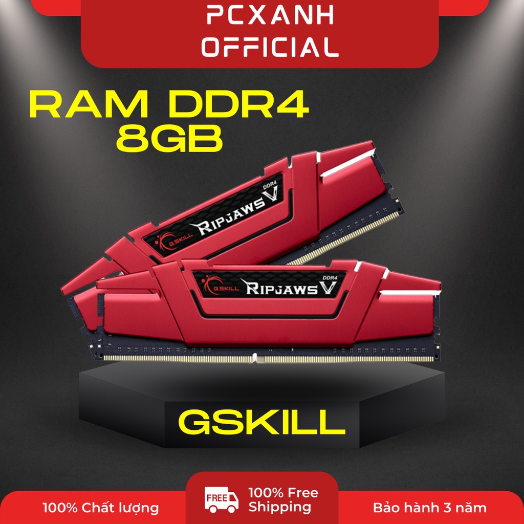 RAM máy tính PC Laptop 8GB DDR4 Ram tản nhiệt đỏ GSKILL hàng chính hãng bảo hàng đổi mới trong 36 tháng