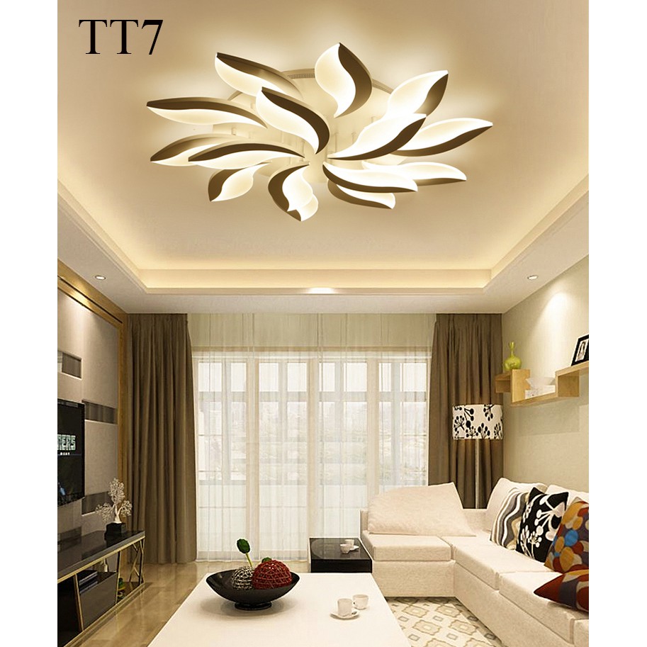 Đèn ốp trần đèn áp trần trang trí phòng khách phòng ngủ có kèm điều khiển từ xa phân tầng 3 chế độ sáng mẫu TT7