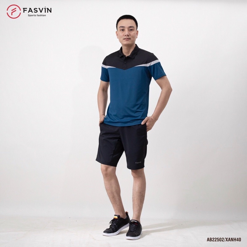 Bộ quần áo thể thao nam Fasvin cổ bẻ chất vải mềm nhẹ co giãn thoải mái