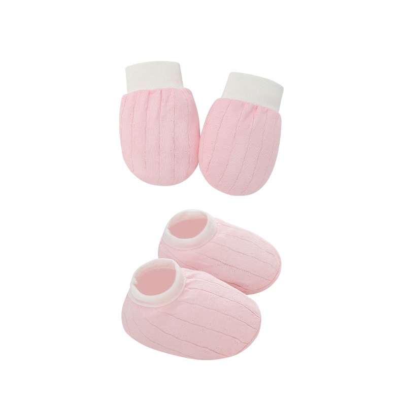 Set 3 Món Nón + Vớ + Găng Tay cotton Dễ Thương Cho Bé 0-6 Tháng