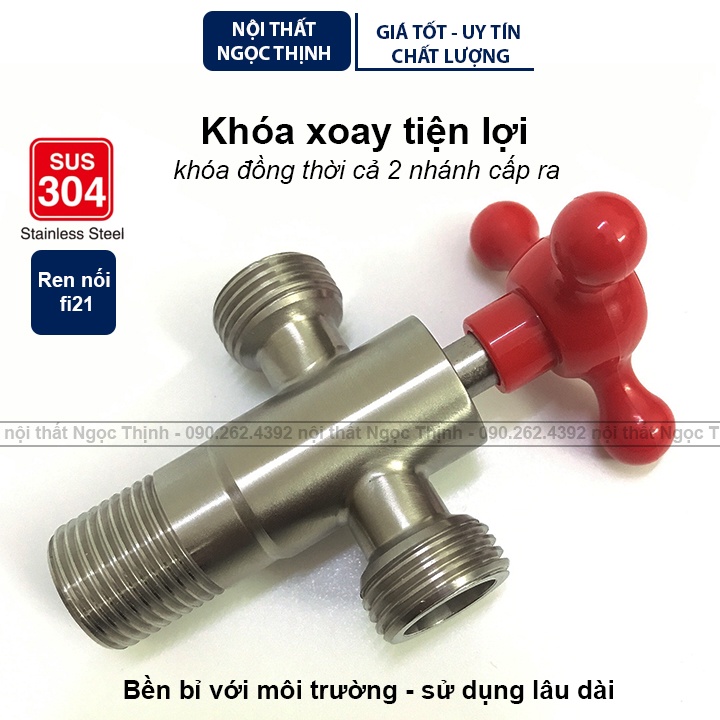 [VAN KHÓA XOAY] Van khóa nước inox sus304 siêu bền khóa xoay tiện lợi 1 nhánh/2 nhánh