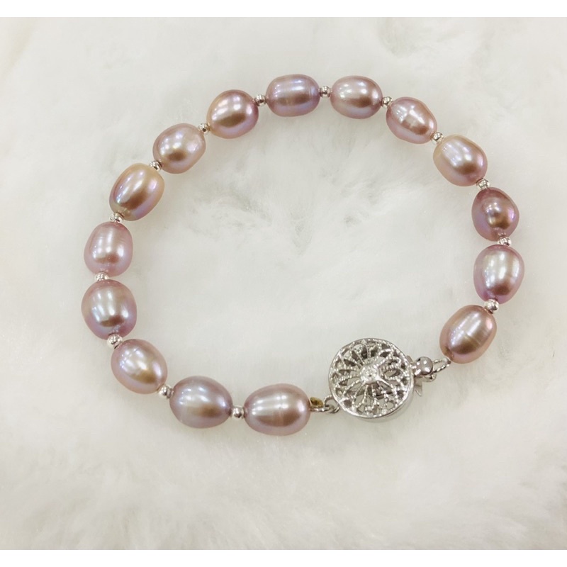 Vòng tay 8ly mix bi bạc khóa bạc