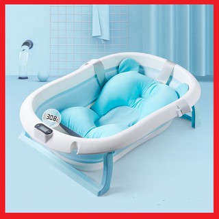 🍁 THAU CHẬU TẮM CHO BÉ có nhiệt kế GẤP GỌN SIZE TO ( HÀNG CAO CẤP )