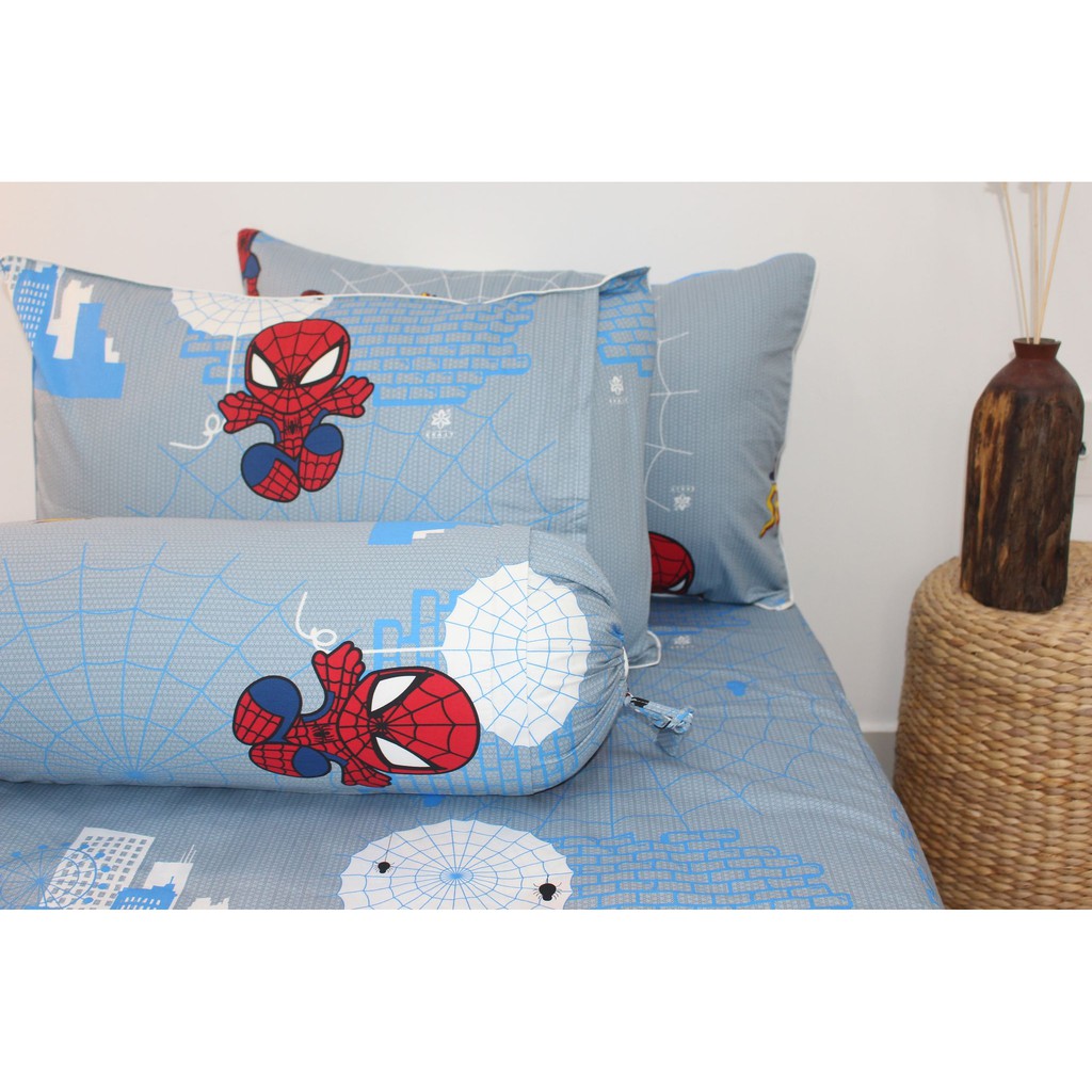 Bộ drap gối - KHA LY - 100% cotton thiên nhiên - Spider Man Xám - VN247