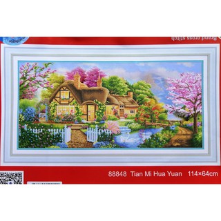 Tranh thêu chữ thập Ngôi nhà hạnh phúc (chưa thêu) 88848