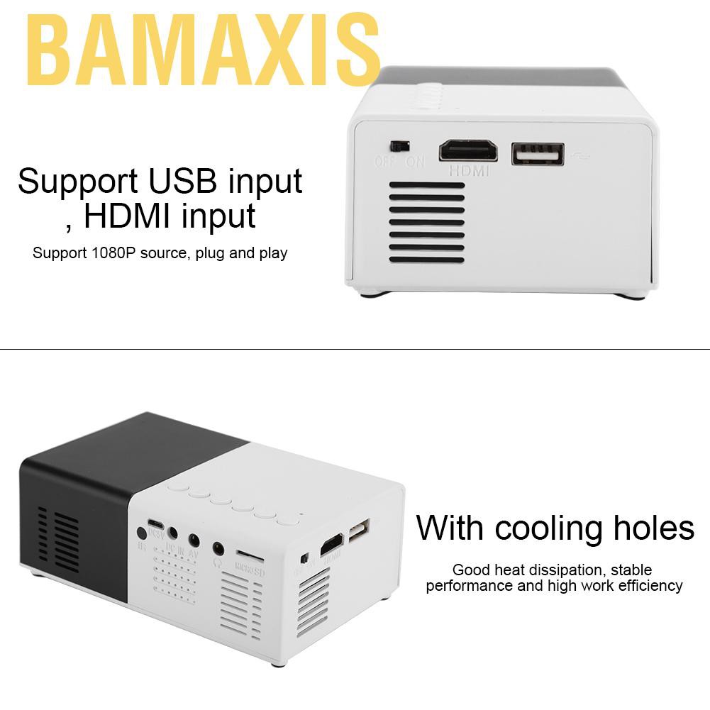 Máy Chiếu Bamaxis Mini Led Usb Hdmi 1080p 2.0-inch Với Lỗ Tản Nhiệt 110-240v