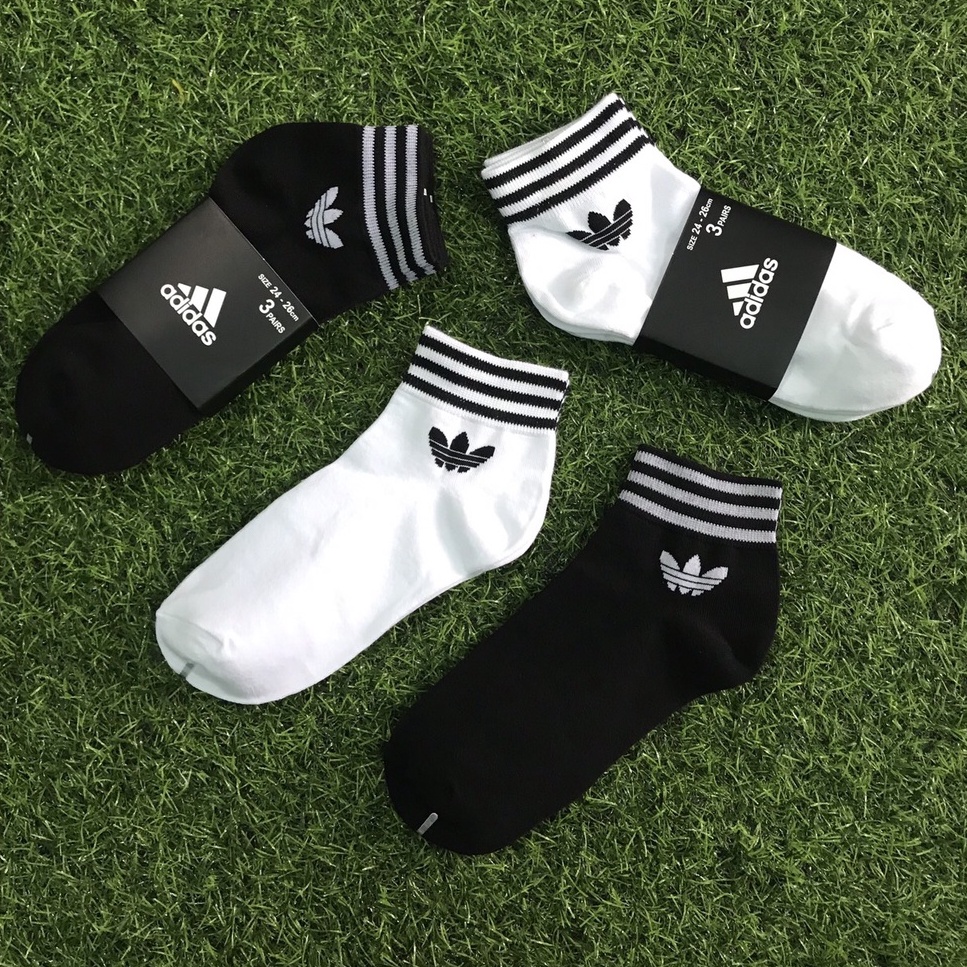 TẤT VỚ THỂ THAO ADIDAS CỔ NGẮN CỔ SỌC 3 LÁ NAM NỮ SPORT SOCKS