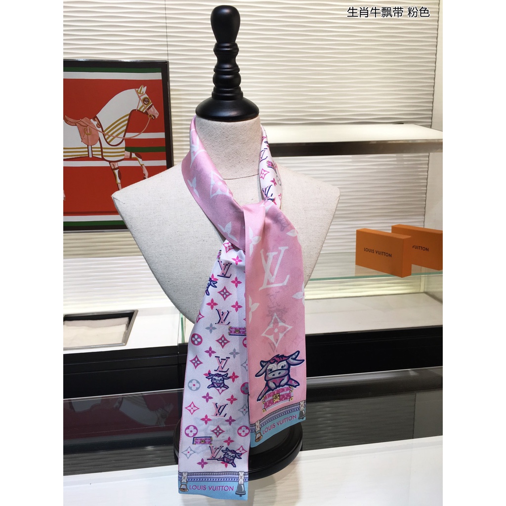 Khăn Quàng Cổ / Túi Xách Bằng Lụa Họa Tiết Bò Sữa / Chữ Thời Trang 2022 Cho Nữ