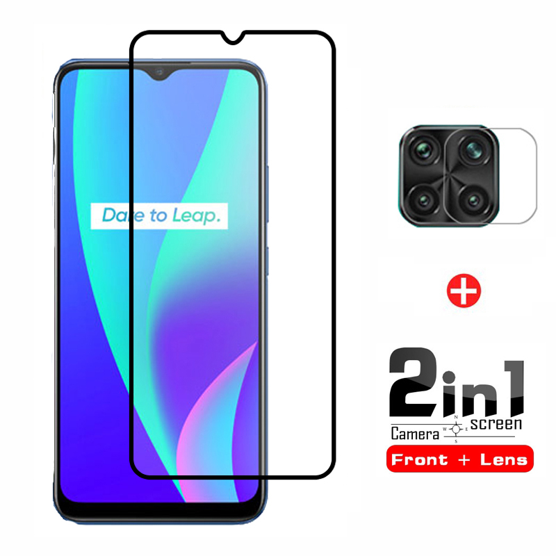 Realme C15 Tempered Glass Full Coverage Glass Film For Realme 6 5 X2 Pro C12 X3 XT 5i 6i 5s C3 C11 Screen Protector and Camera Lens Glass Protector