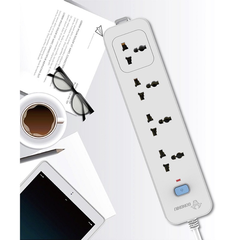 Ổ Cắm Điện Gongniu 4 Ổ Đa Năng 1 Công Tắc – Công Suất 10A/250/2500W   dài 3M
