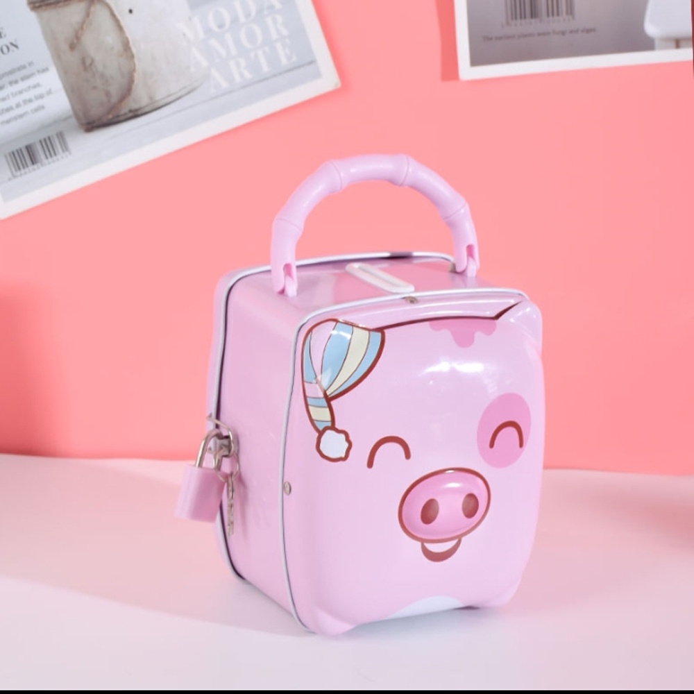 Đồ chơi Két sắt mini HÌNH HEO có khóa tiện lợi cho bé (12x10cm)