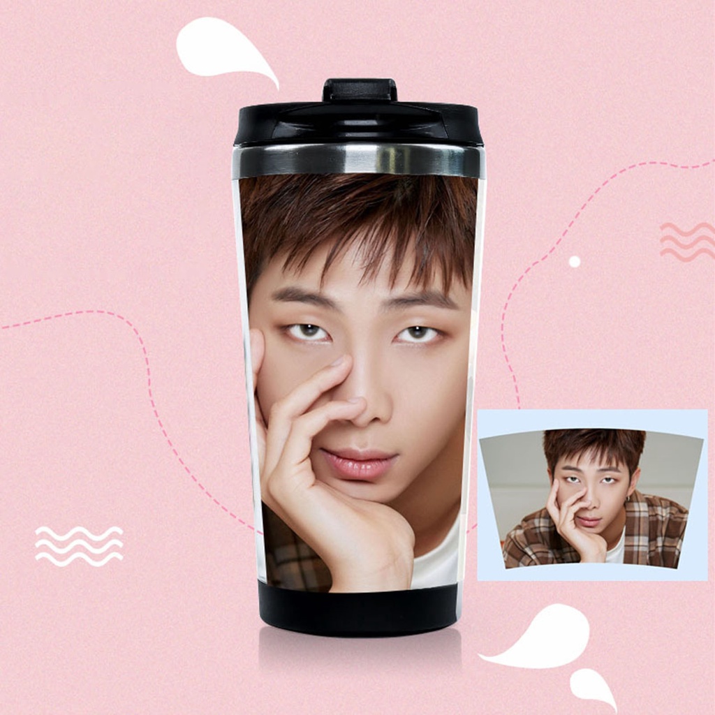 Bình nước hai lớp cách nhiệt in hình thành viên nhóm nhạc BTS