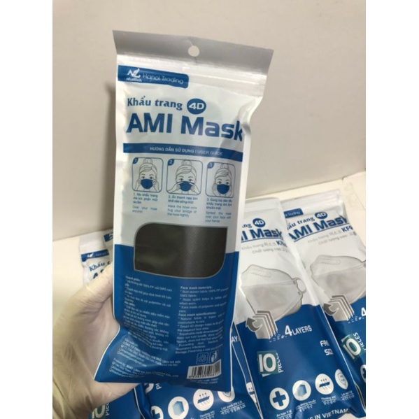 30Chiếc Khẩu trang KF94, khẩu trang 4D AMI chuẩn Hàn Quốc chống bụi mịn và kháng khuẩn [ Chính Hãng ]