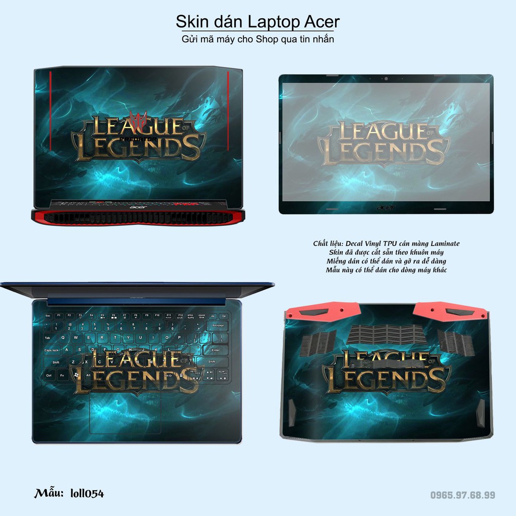 Skin dán Laptop Acer in hình Liên Minh Huyền Thoại nhiều mẫu 7 (inbox mã máy cho Shop)