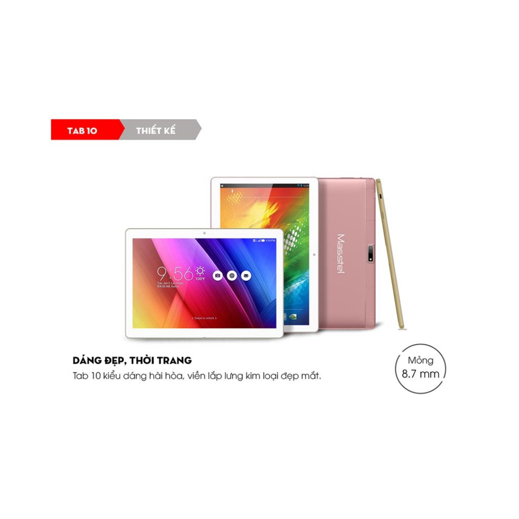 Máy tính bảng MASSTEL TAB 10(gold) kích thướt 10 inch
