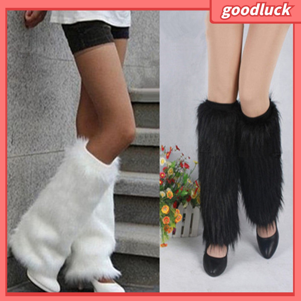 Đôi Vớ DàI MàU Trơn PhốI Lông Giả ThờI Trang Cho Nữ