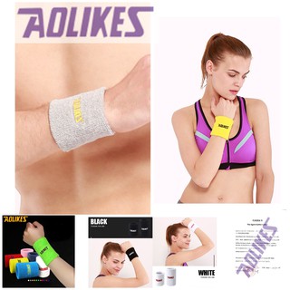 Đai băng cuốn cổ tay THẤM MỒ HÔI chơi thể thao tenis cầu lông chuyên gym - Aolikes AL 0230 - 0235 (1 cái)