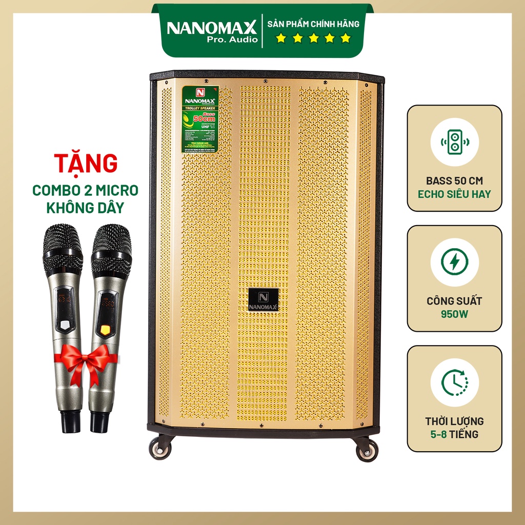 Loa Kéo Công Suất Lớn Nanomax SK-1801 Bass 5 Tấc 50cm Công Suất 950w Karaoke Bluetooth