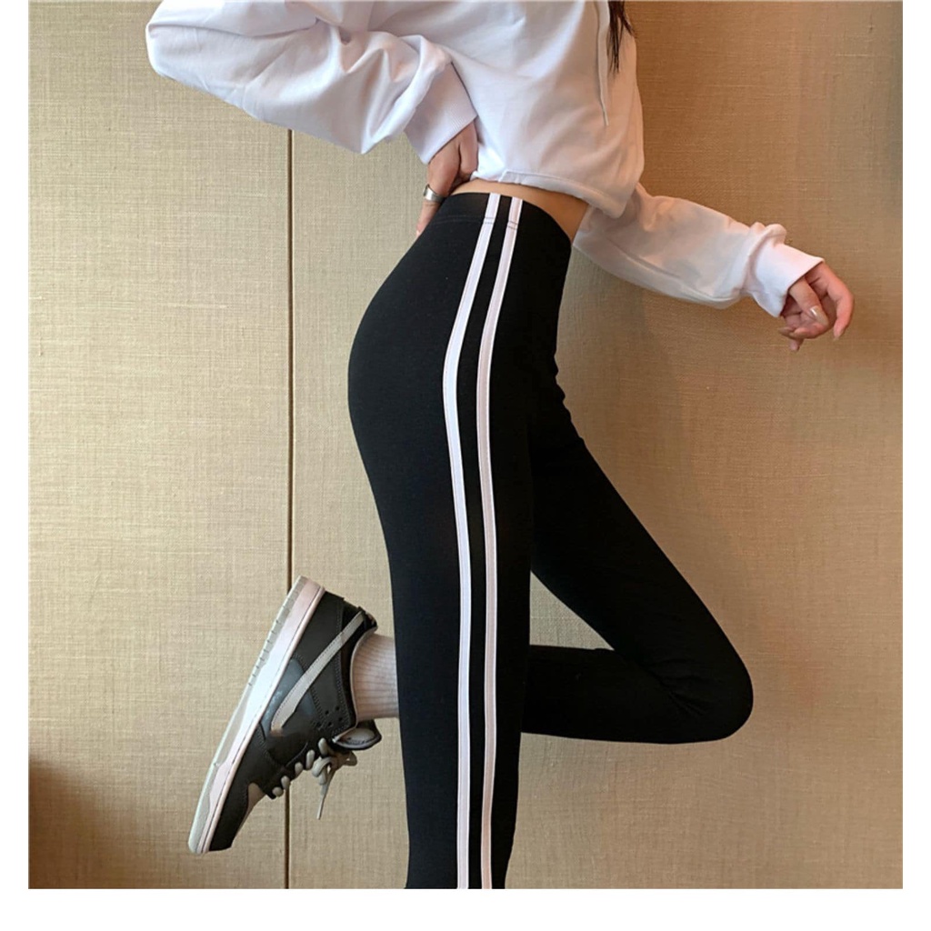Quần legging nữ phối viền sọc dáng dài siêu co giãn Delys