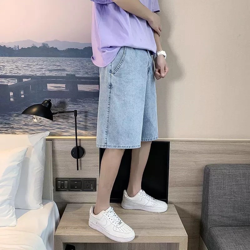 Quần Short Jeans Ống Rộng, Quần Bò Lửng Thời Trang Unisex, Đùi Ngắn Style Hàn Quốc
