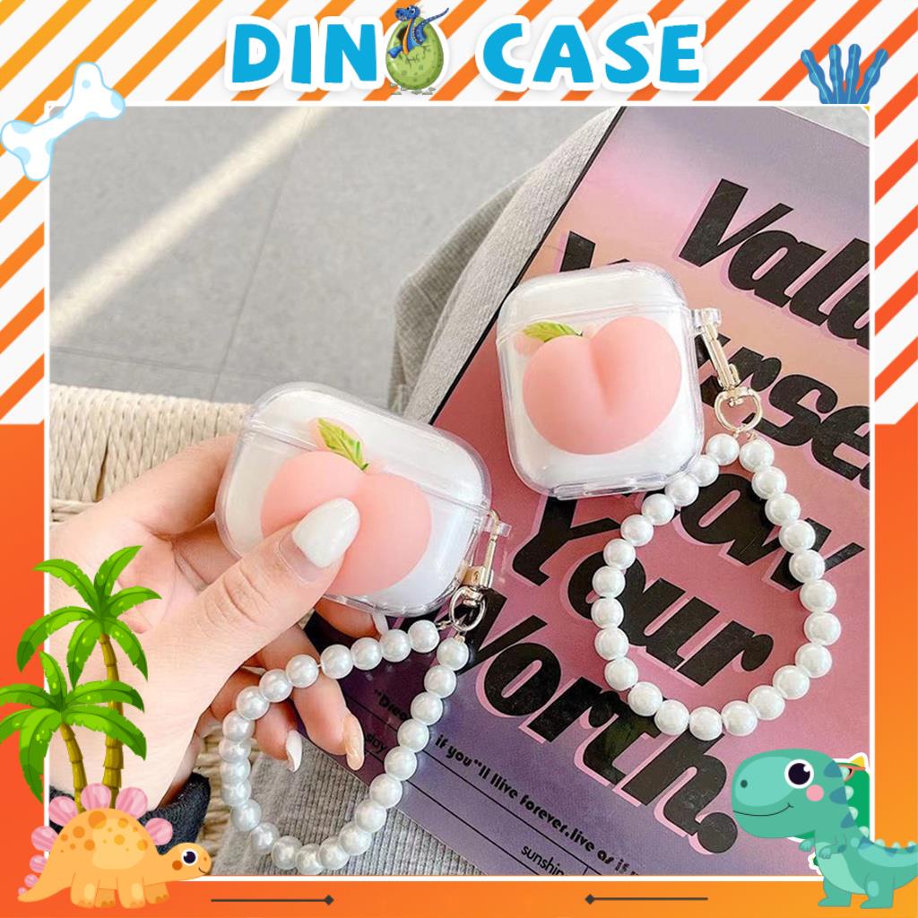 Vỏ bao đựng tại nghe airpod gắn đào  -Vỏ ốp case airpods bảo vệ bao đựng tai nghe không dây bluetooth 1/2/Pro/i12/i9/i7