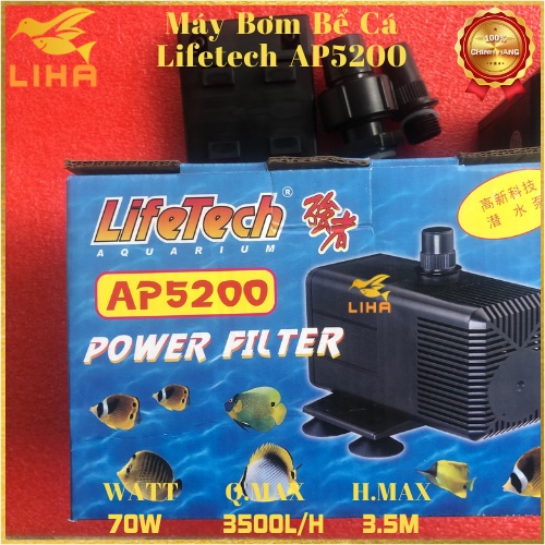 Máy Bơm Bể Cá Lifetech AP5200 (70W-3500L/H-3.5M) - Máy Bơm Nước Hồ Cá