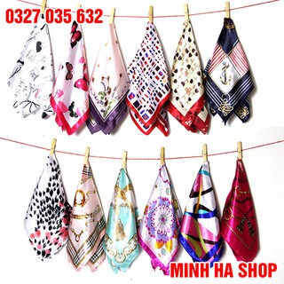 Khăn bandana turban thời trang khăn lụa satin 50x50 cm nữ tính siêu hot