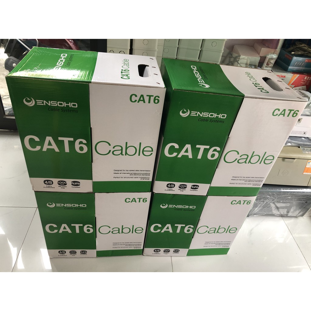 Dây cáp mạng ENSOHO CAT6 UTP EN-U6CAA6 hàng chuẩn Anh Ngọc phân phối - 60m 65m 70m 75m 80m 85m 90m 95m 100m