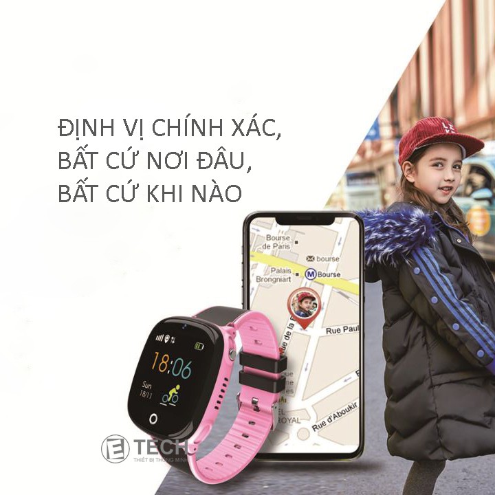 Đồng hồ thông minh E1 chống nước, định vị GPS cho trẻ em