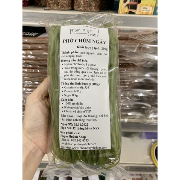 Phở chùm ngây gói 200g (phở rau củ vị chùm ngây làm từ gạo nguyên cám) ăn kiêng eatclean