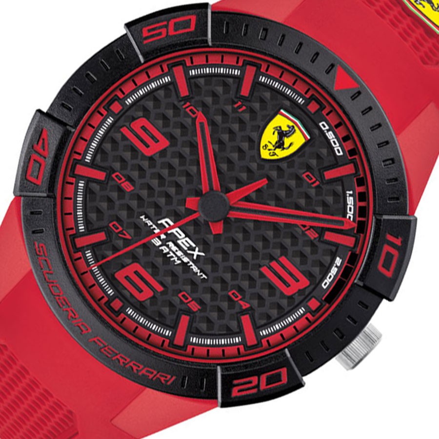 Đồng Hồ Ferrari Nam Dây Cao Su Pin-Quartz 0830748 - Mặt Đen (44mm)