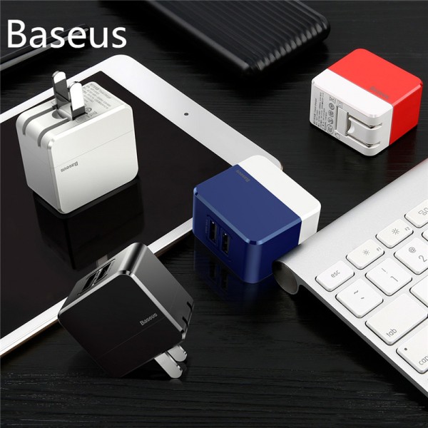 Củ sạc Baseus Mini Square hỗ trợ sạc 2 thiết bị một lúc 3.4A Max cho iPhone, Samsung, Xiaomi, Huawei, Oppo..