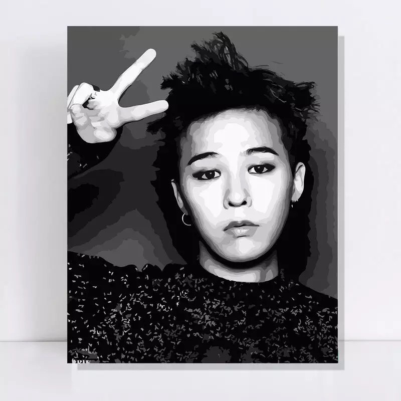 [Order-Sẵn mẫu 8,10]Tranh sơn dầu số hoá tô màu theo số hình G-Dragon