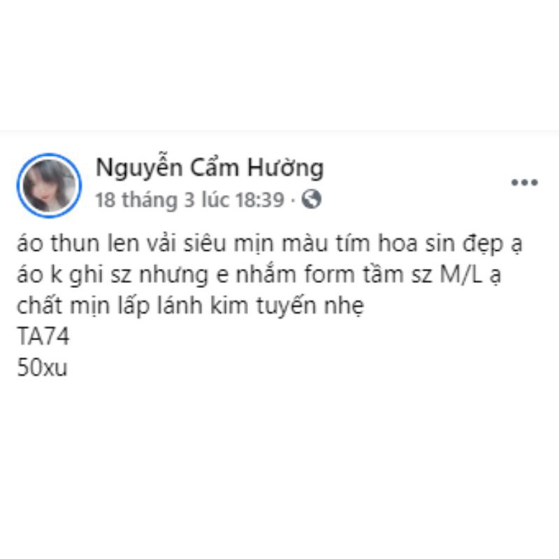 Áo thun Len mịn size M/L. TA74