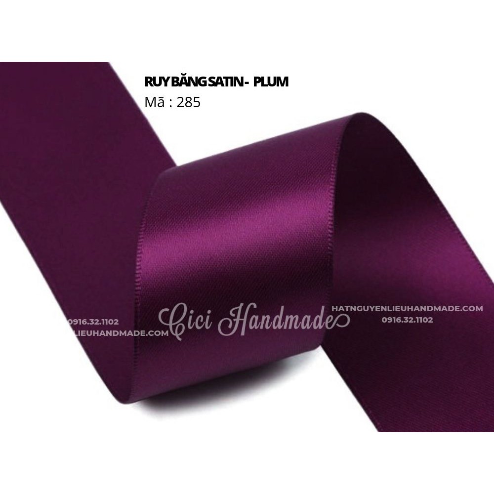 Cuộn 5M Ruy băng Satin 2 mặt màu tím, nâu hồng đất- link 7/9 Cici Handmade ruyban gấm hoa lụa ruyban ribbon satin