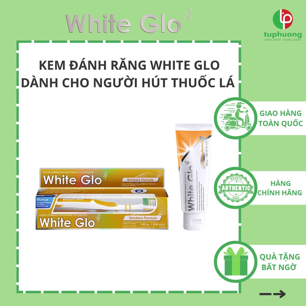 Kem Đánh Răng White Glo Dành Cho Người Hút Thuốc 150gr _ Smoker Formula Whitening Toothpaste