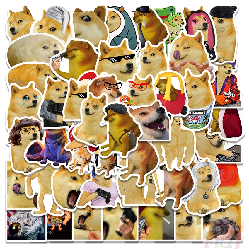 ❉ Sticker Dán Trang Trí Hình Chó Shiba Inu Đáng Yêu 01 ❉ Bộ 50 Miếng Dán Chống Thấm Nước Thời Trang