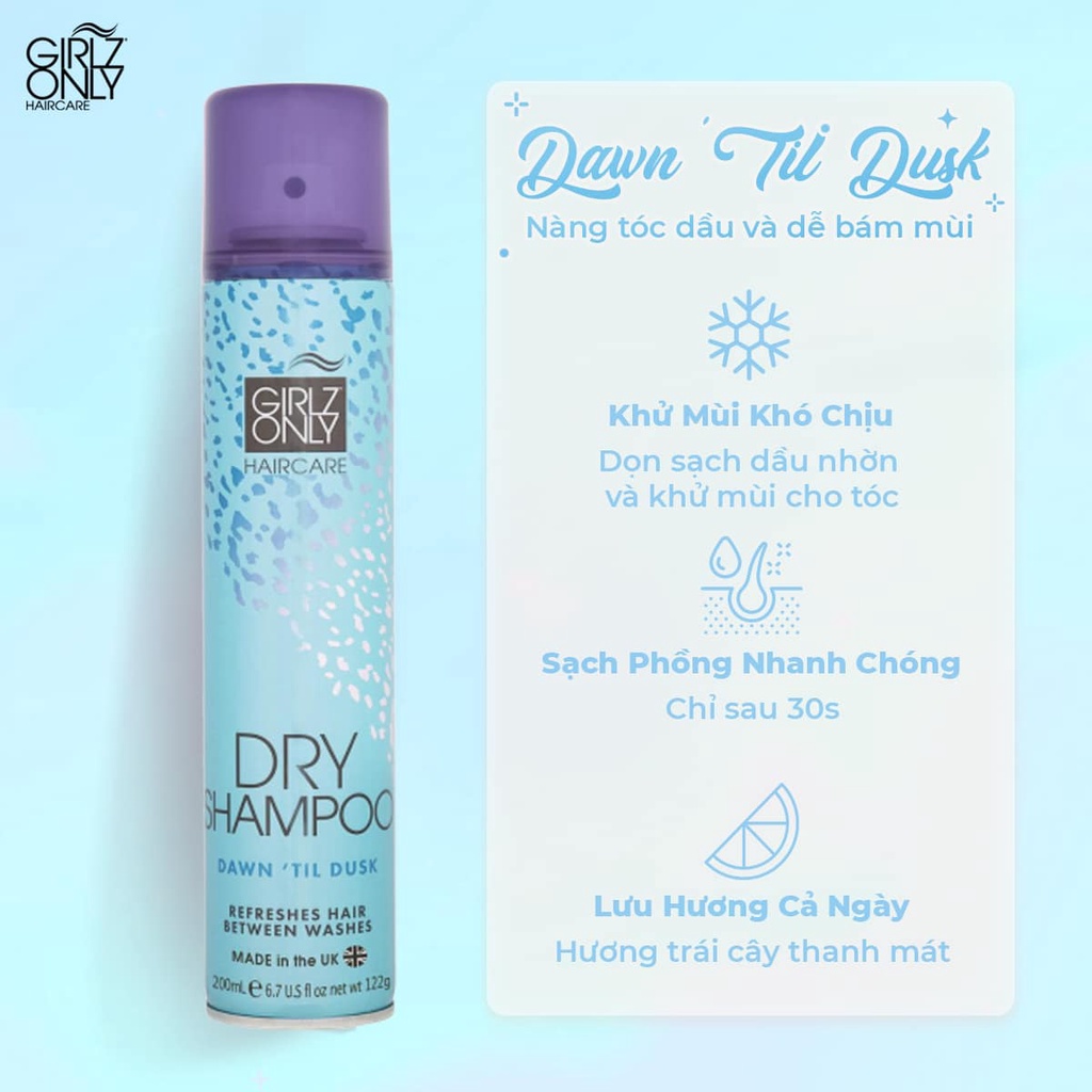 Dầu Gội Khô GIRLZ ONLY DRY SHAMPOO 200ml