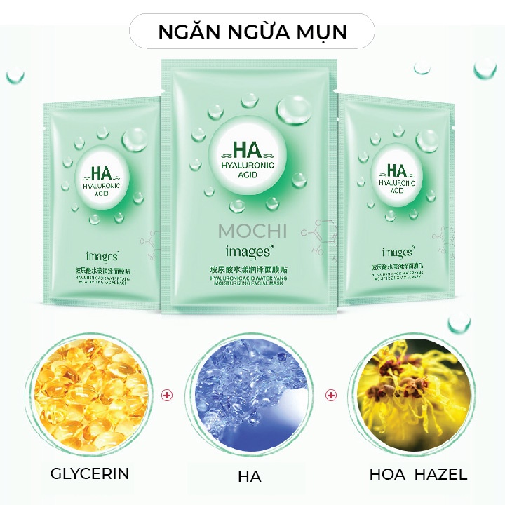 Mặt Nạ Giấy Dưỡng Trắng Da Cấp Ẩm l Giảm Mụn Thải Độc Mask Đắp Mặt HA Images Nội Địa Trung MOCHI SHOP Trà Xanh Tảo Biển