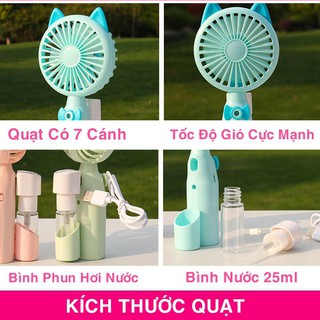 [FREESHIP CHÍNH HÃNG] Quạt phun sương cầm tay mini Hàn Quốc cực cute, cực mát xua tan nắng nóng
