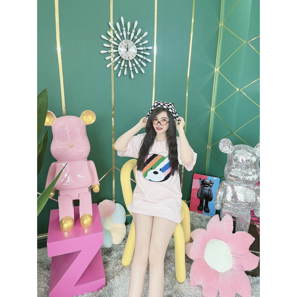 Áo Thun Hình Thêu Nổi Mặt Gấu 7 Màu Quảng Châu Cao Cấp  - AT23 | BigBuy360 - bigbuy360.vn