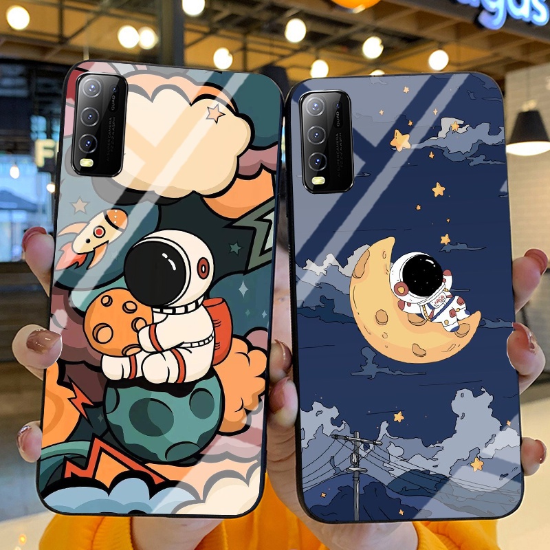 Ốp Lưng VIVO Y20,Y20S, Y12S  Ốp kính bóng cao cấp Phi Hành Gia