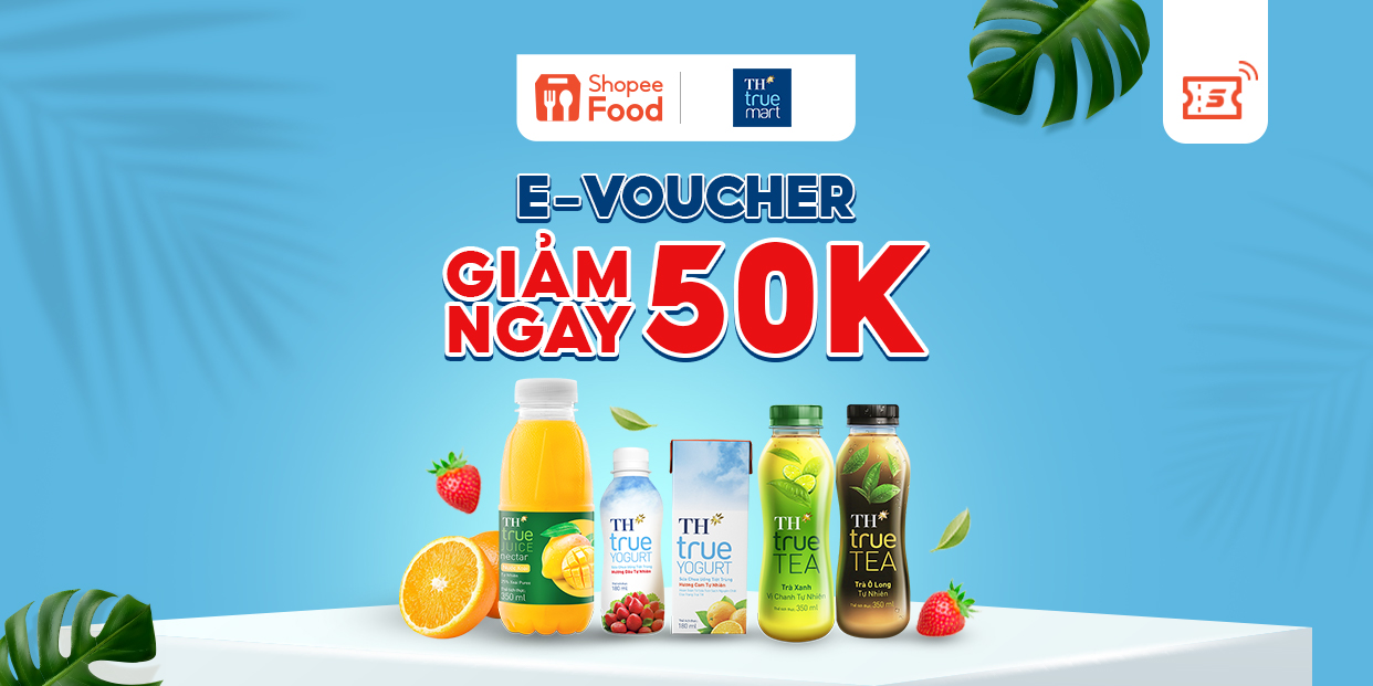 - Giảm 50K đơn từ 249K khi mua TH True Mart tại ShopeeFood trên Shopee