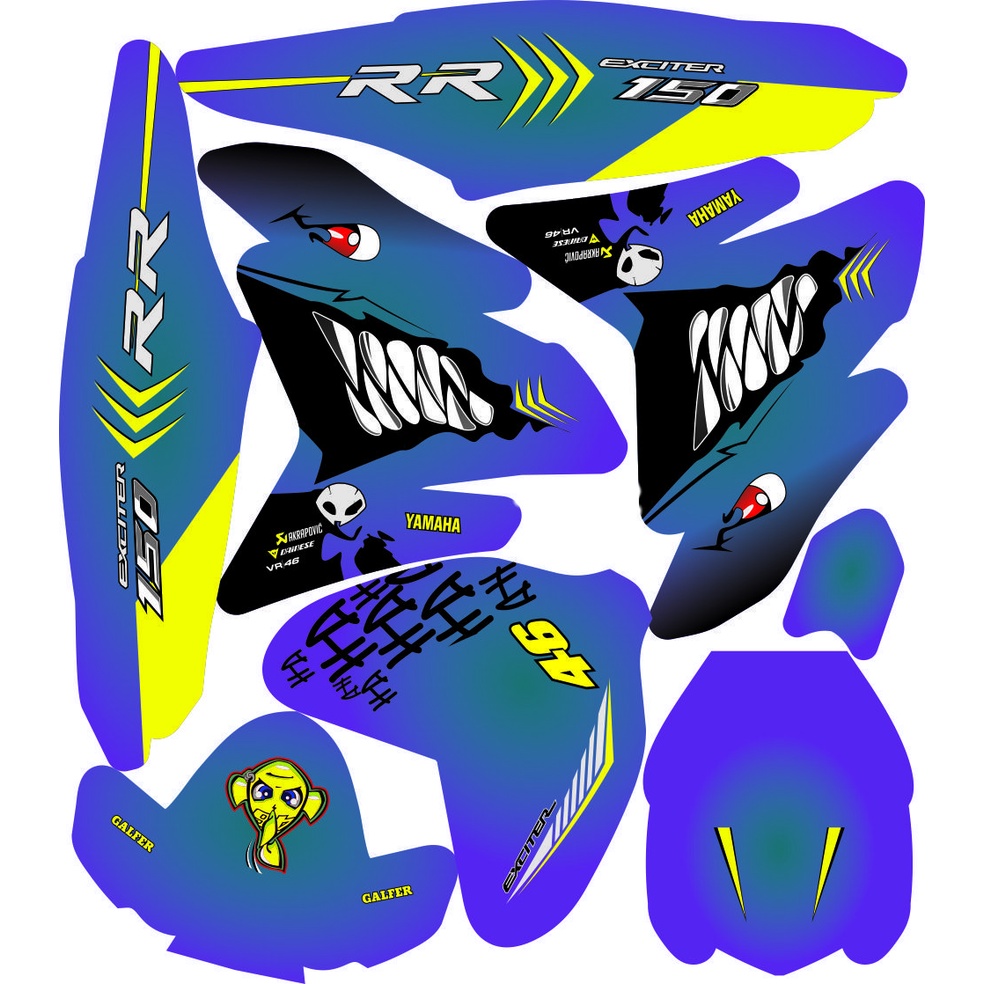 Tem Trùm Exciter 150 Cá Mập chuyển Sắc,Team Decal Ex 150 SHARK