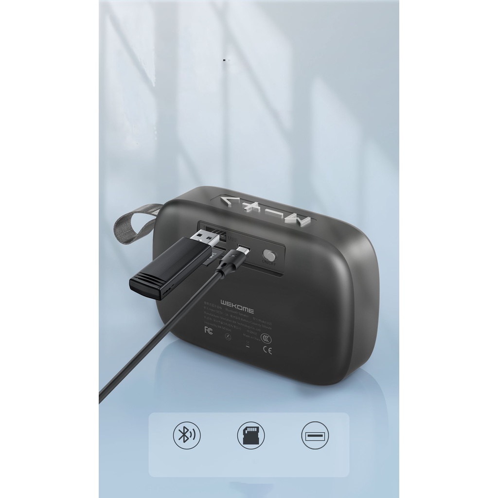 Loa Nghe Nhạc Bluetooth 5.0 WEKOME Loa Gắn Thẻ Nhớ Và USB thiết kế nhỏ gọn tiện lợi, tần số 20-58Hz