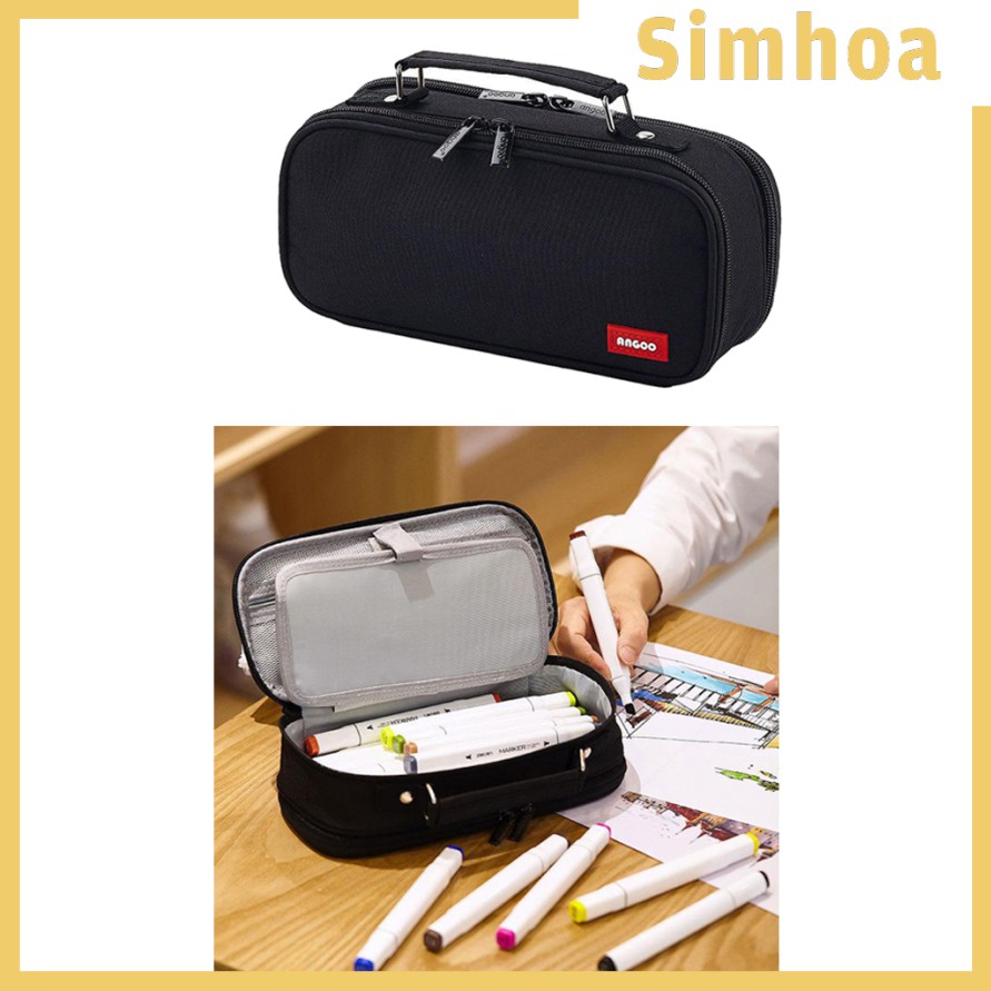 [Hàng mới về] Hộp đựng bút / mỹ phẩm vải canvas khóa kéo sức chứa lớn tiện dụng